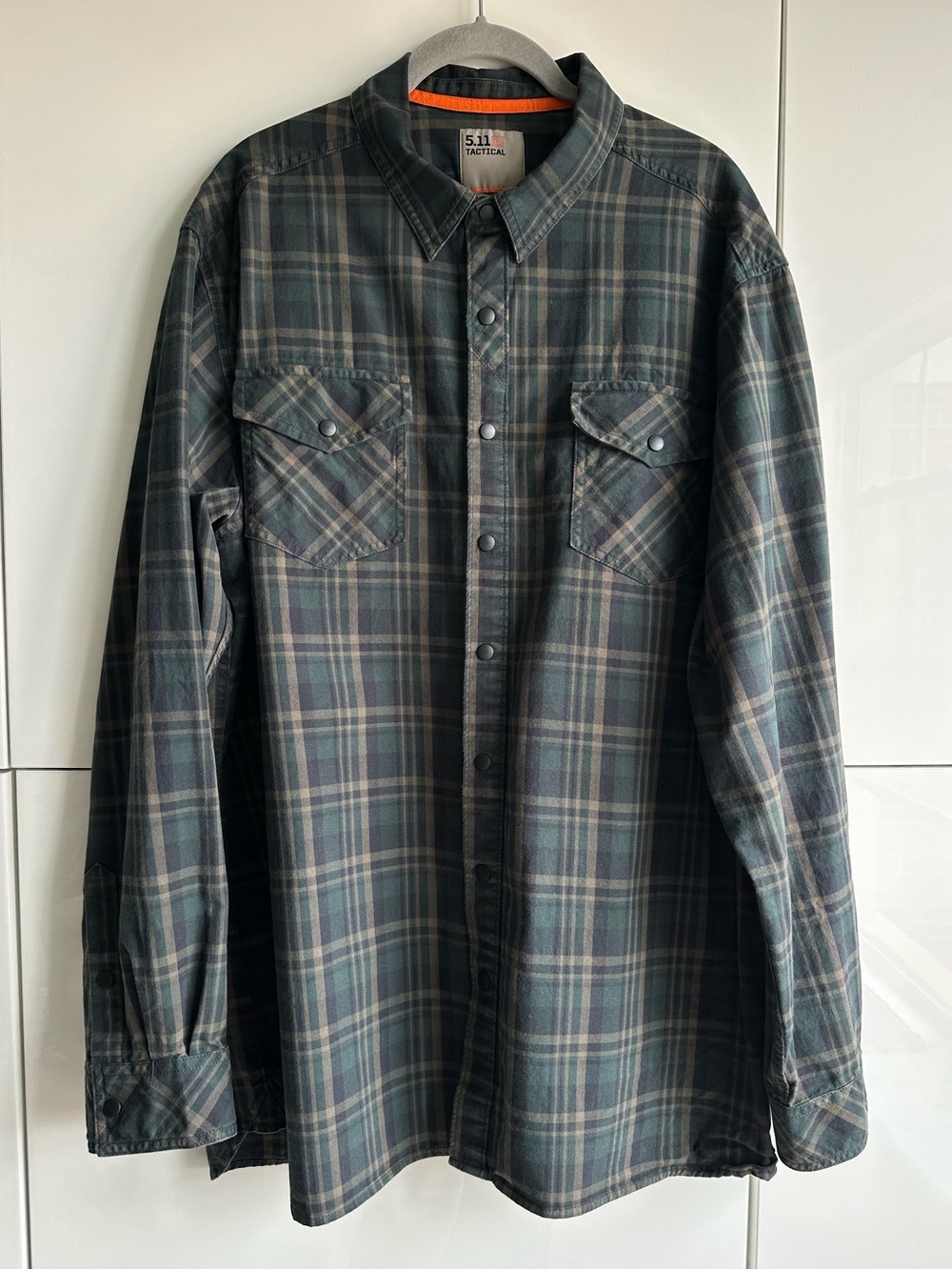 5.11 Tactical Series Mens Green/ Black Plaid Snap Button Down Shirt XL
